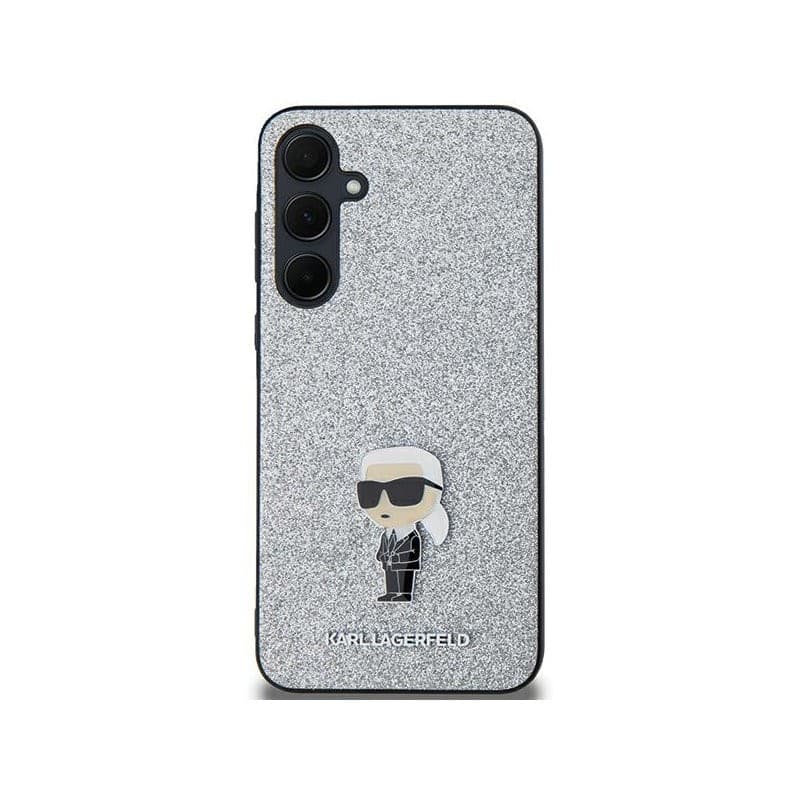 Karl Lagerfeld Fixed Glitter Ikonik Logo Metal Pin - Samsung Galaxy A35 5G Case (Silver) - 3