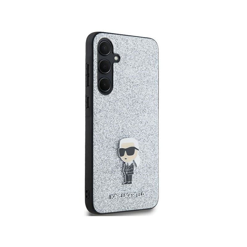 Karl Lagerfeld Fixed Glitter Ikonik Logo Metal Pin - Samsung Galaxy A35 5G Case (Silver) - 4