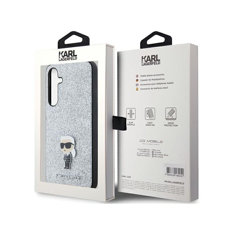 Karl Lagerfeld Fixed Glitter Ikonik Logo Metal Pin - Samsung Galaxy A35 5G Case (Silver) - 8