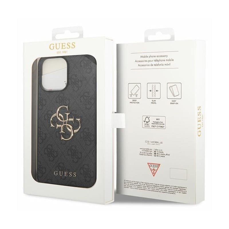 Guess 4G Big Metal Logo - Case for iPhone 15 Pro (Grey) - 8