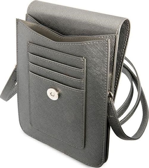 Guess Wallet Saffiano Triangle Logo Phone Bag (Grey) - 4
