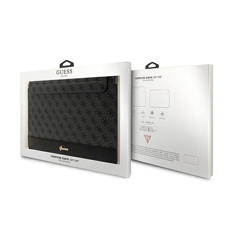 Guess 4G Stripe Metal Logo Computer Sleeve - 14" Notebook Case (Black) - 4