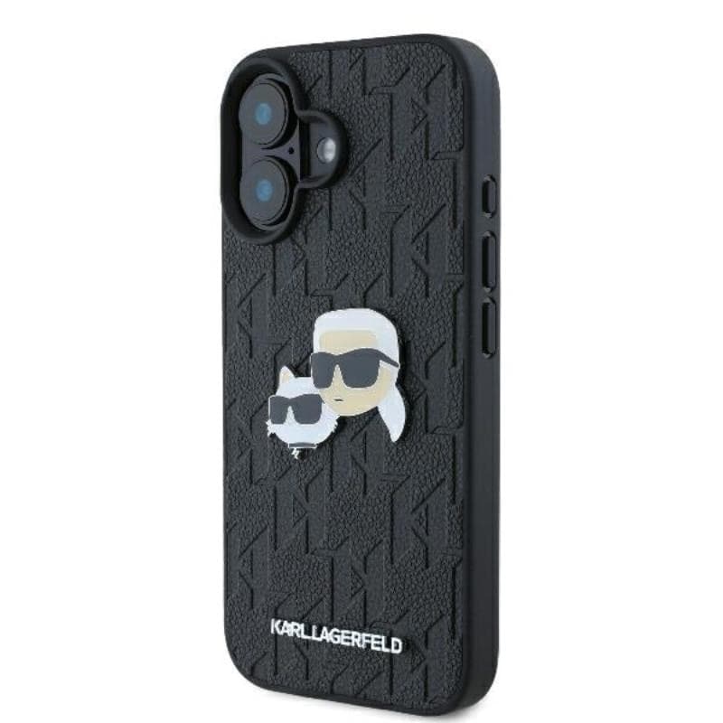 Karl Lagerfeld Monogram Karl & Choupette Head Pin - Case for iPhone 16 (black) - 2