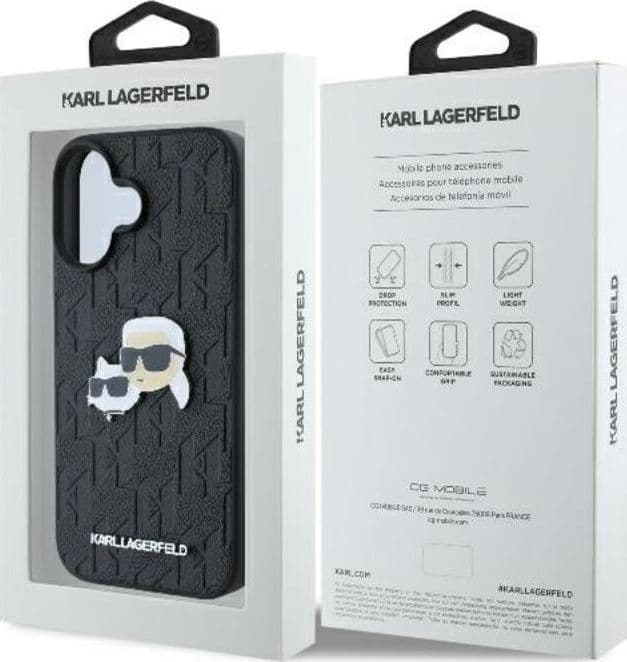 Karl Lagerfeld Monogram Karl & Choupette Head Pin - Case for iPhone 16 (black) - 8