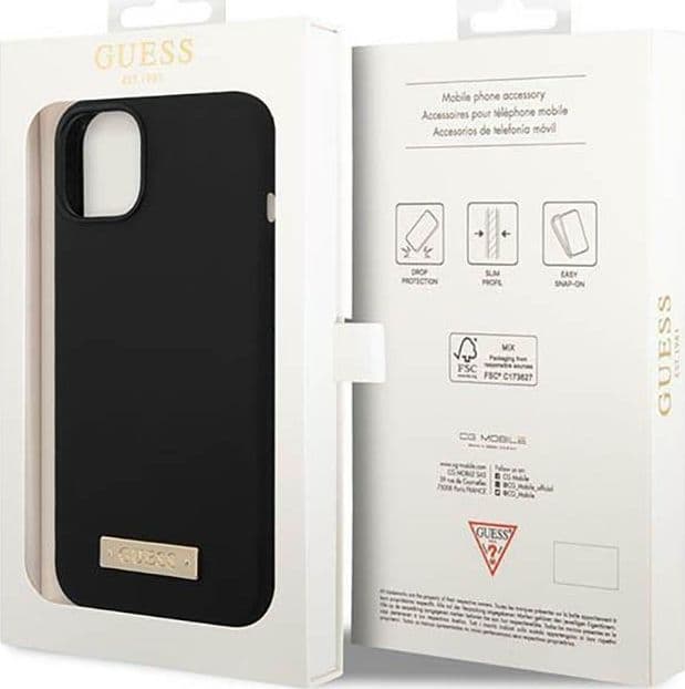 Guess Silicone Logo Plate MagSafe - Case for iPhone 14 Plus (Black) - 8