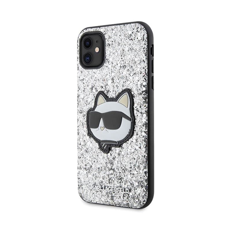 Karl Lagerfeld NFT Glitter Choupette Patch - Case for iPhone 11 (Silver) - 2