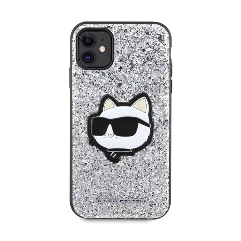 Karl Lagerfeld NFT Glitter Choupette Patch - Case for iPhone 11 (Silver) - 3