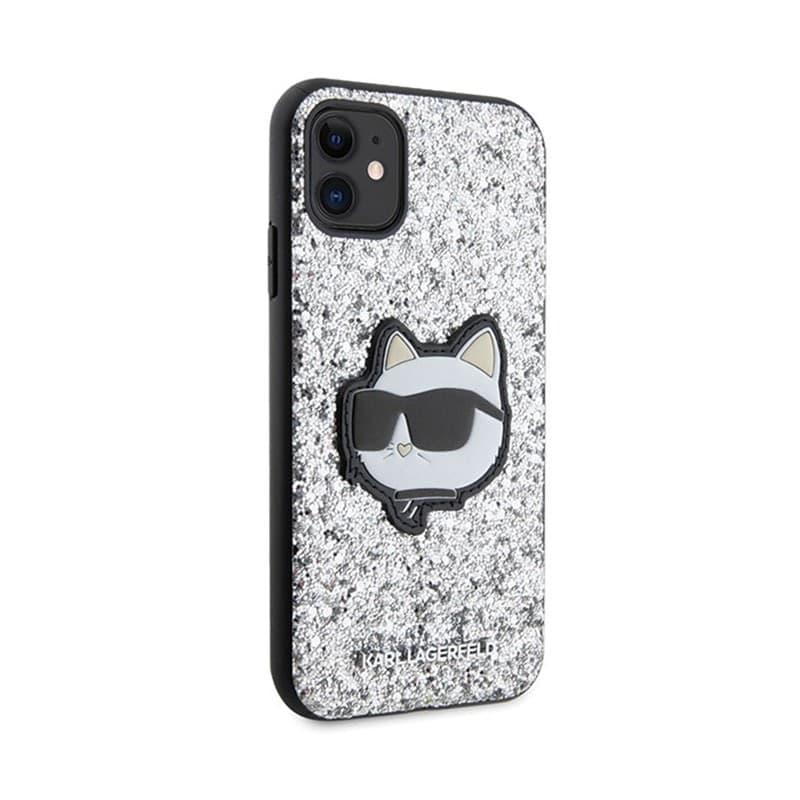 Karl Lagerfeld NFT Glitter Choupette Patch - Case for iPhone 11 (Silver) - 4