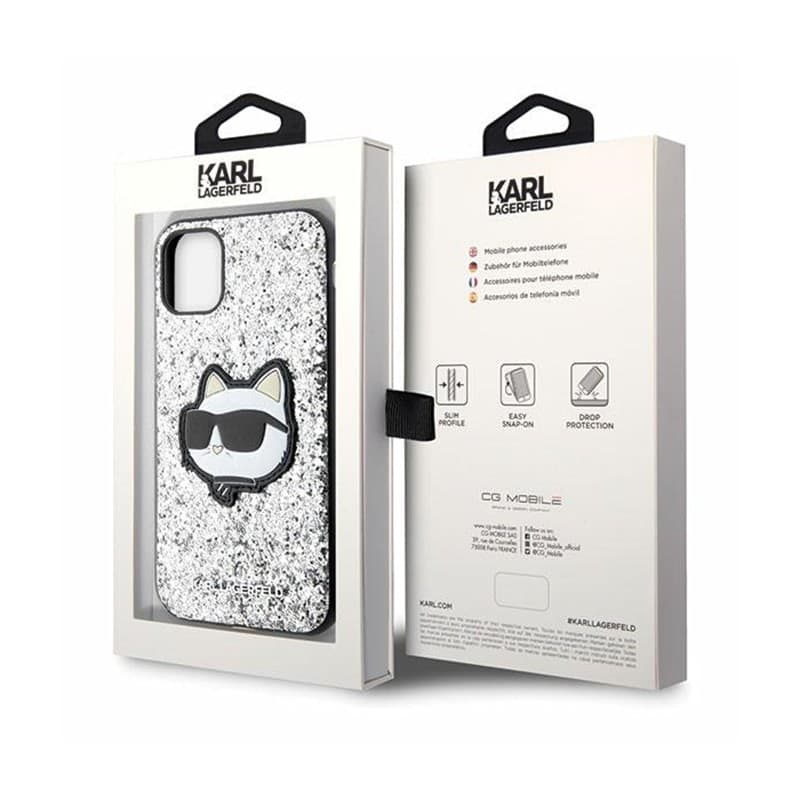Karl Lagerfeld NFT Glitter Choupette Patch - Case for iPhone 11 (Silver) - 8