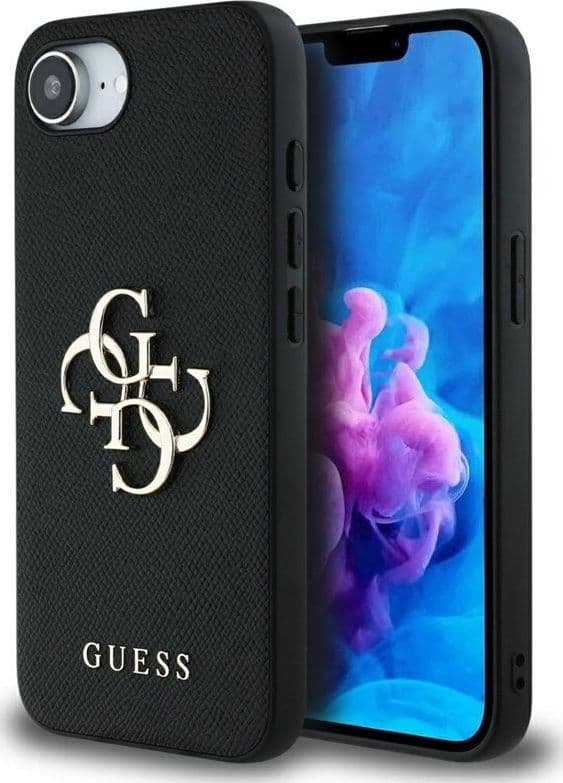Guess Grained Big 4G Logo Small Classic Logo - Case for iPhone 16e (black)