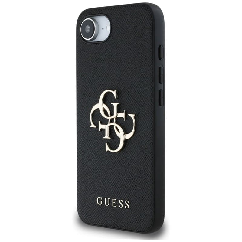 Guess Grained Big 4G Logo Small Classic Logo - Case for iPhone 16e (black) - 2