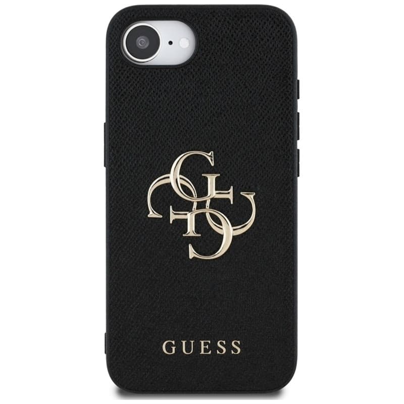 Guess Grained Big 4G Logo Small Classic Logo - Case for iPhone 16e (black) - 3