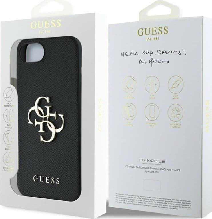 Guess Grained Big 4G Logo Small Classic Logo - Case for iPhone 16e (black) - 8