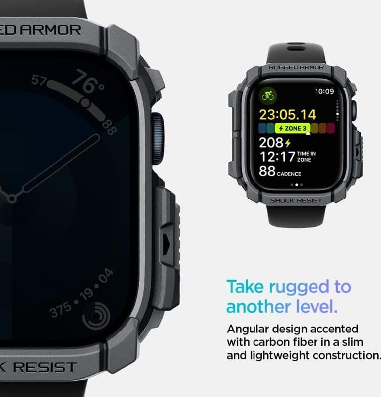 Spigen Rugged Armor - Case for Apple Watch 10 46 mm (Dark Grey) - 10