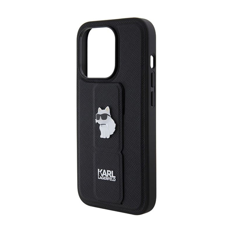 Karl Lagerfeld Gripstand Saffiano Choupette Pins - iPhone 14 Pro Case (black) - 6
