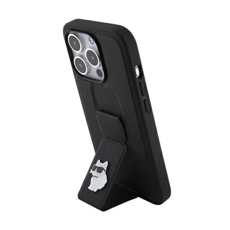 Karl Lagerfeld Gripstand Saffiano Choupette Pins - iPhone 14 Pro Case (black) - 8