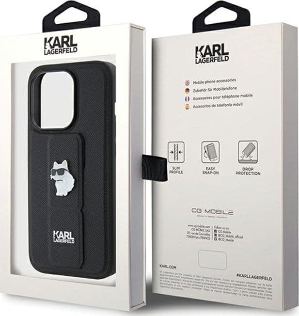Karl Lagerfeld Gripstand Saffiano Choupette Pins - iPhone 14 Pro Case (black) - 9