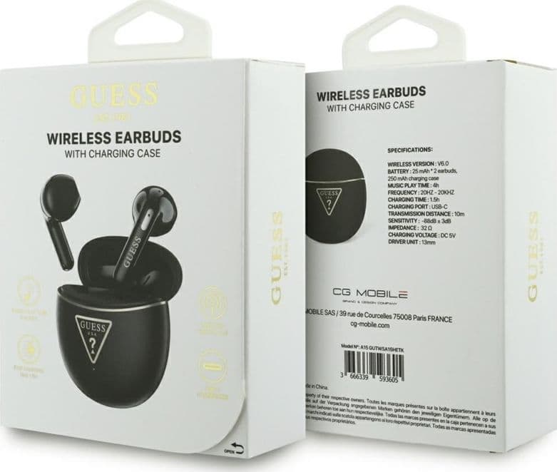 Guess Gold Line Triangle - Cuffie Bluetooth TWS + Custodia di ricarica (Nero) - 6