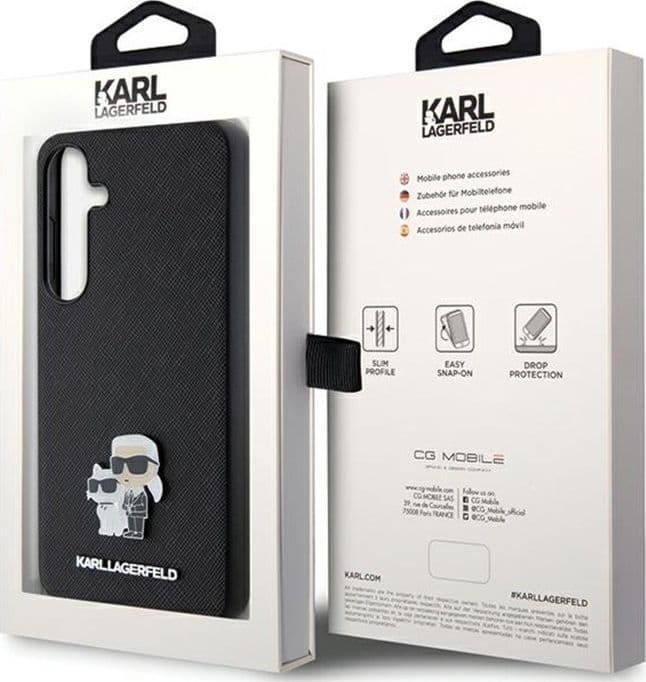 Karl Lagerfeld Saffiano Karl & Choupette Metal Pin - Samsung Galaxy S24 Case (black) - 8