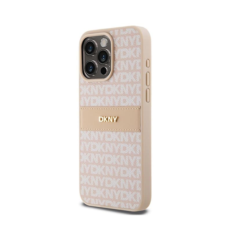 DKNY Leather Mono Stripe & Metal Logo - Case for iPhone 15 Pro Max (pink) - 2