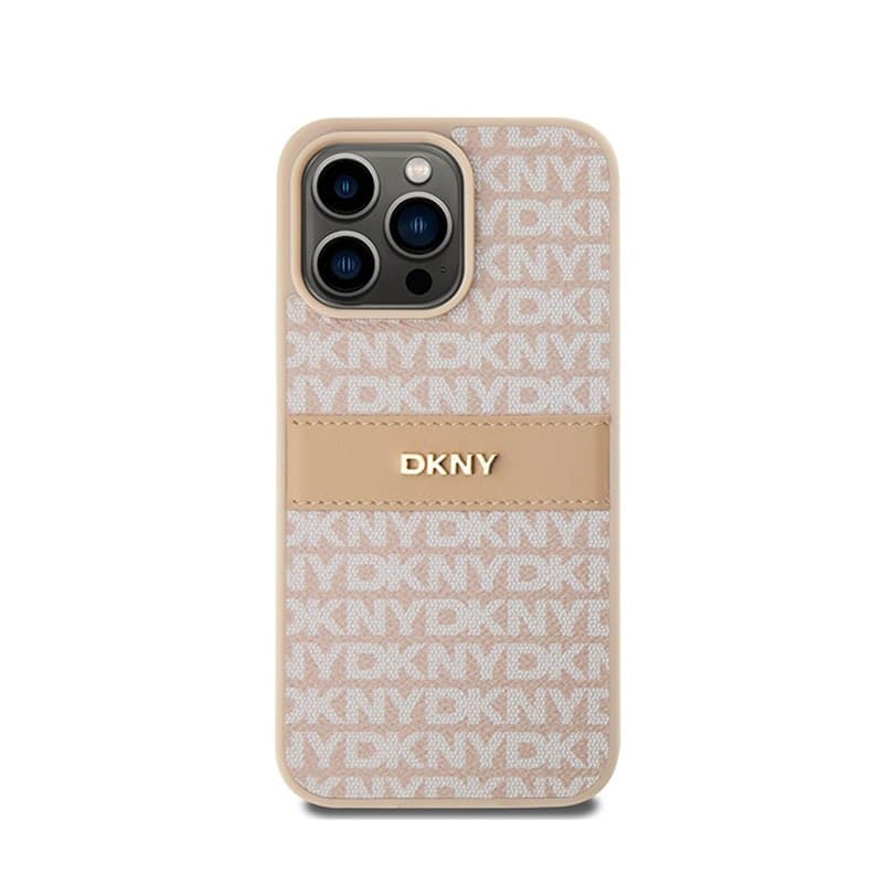 DKNY Leather Mono Stripe & Metal Logo - Case for iPhone 15 Pro Max (pink) - 3