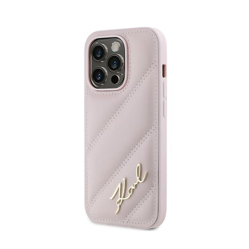 Karl Lagerfeld Diagonal Quilted Script - Case for iPhone 14 Pro (Pink) - 2