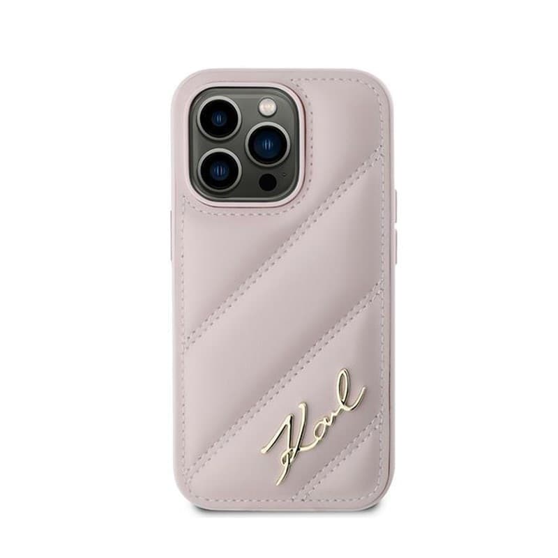 Karl Lagerfeld Diagonal Quilted Script - Case for iPhone 14 Pro (Pink) - 3