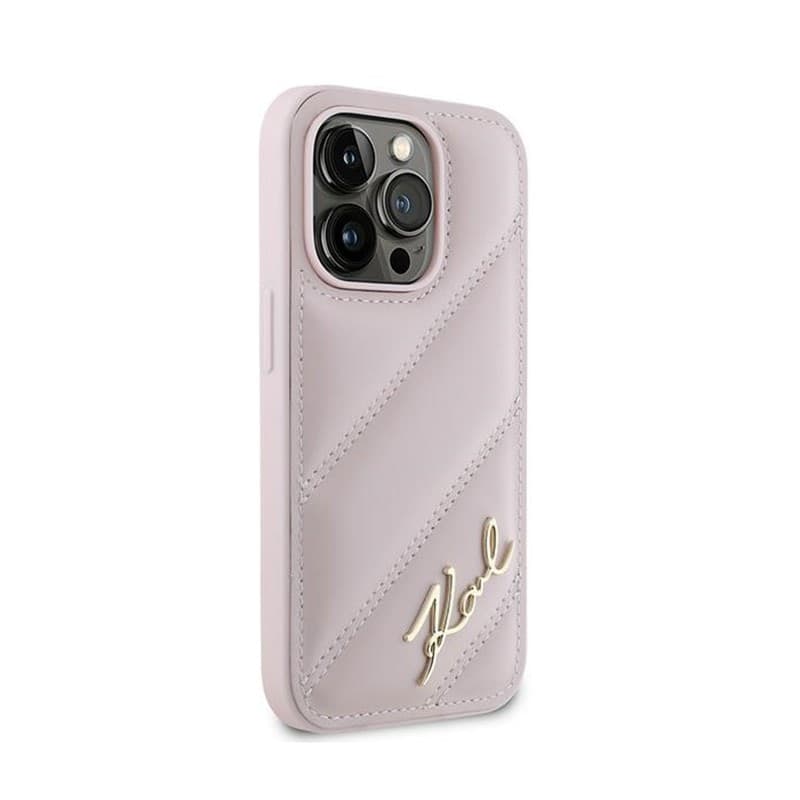 Karl Lagerfeld Diagonal Quilted Script - Case for iPhone 14 Pro (Pink) - 4