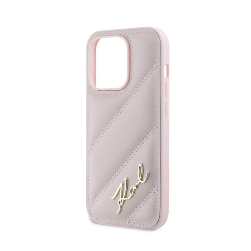 Karl Lagerfeld Diagonal Quilted Script - Case for iPhone 14 Pro (Pink) - 6