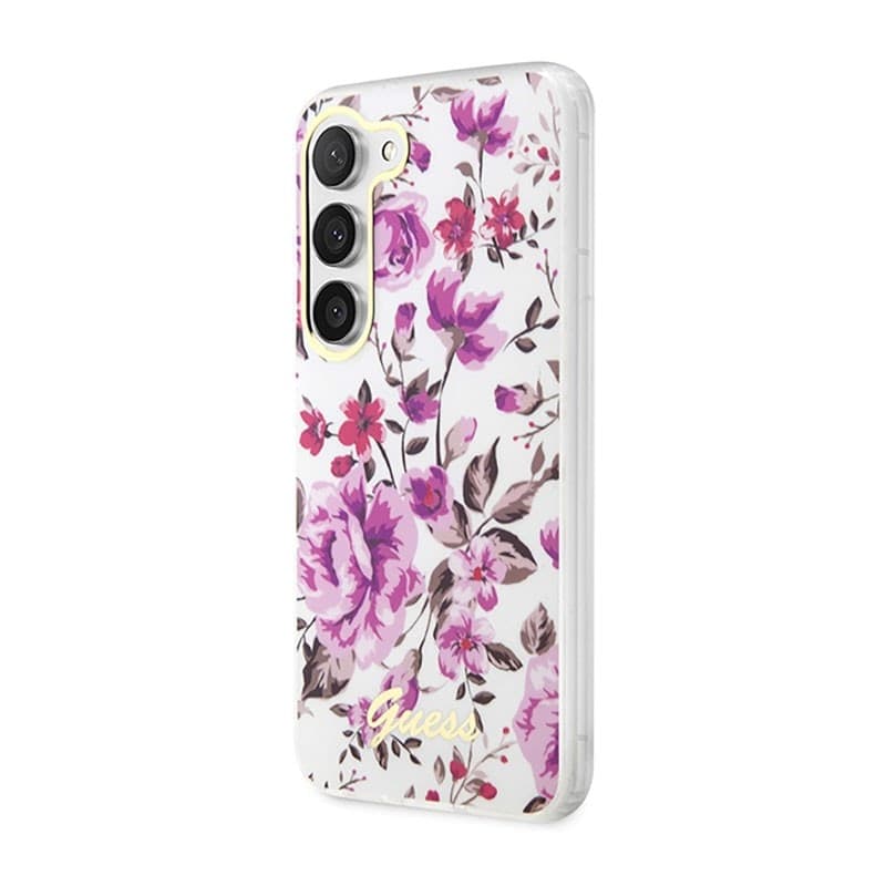 Guess Flower Collection - Case for Samsung Galaxy S23+ (White) - 2