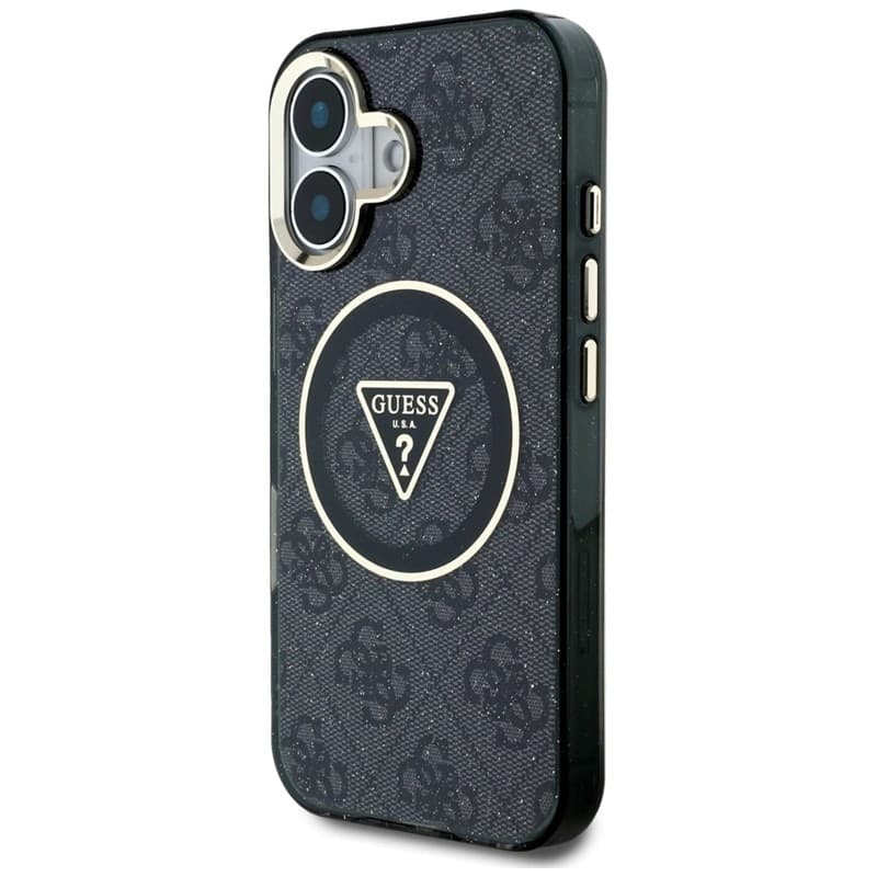 Guess IML Metal Glitter 4G Circle Triangle MagSafe - Case for iPhone 16 (black) - 2