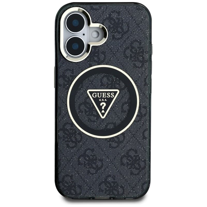 Guess IML Metal Glitter 4G Circle Triangle MagSafe - Case for iPhone 16 (black) - 3