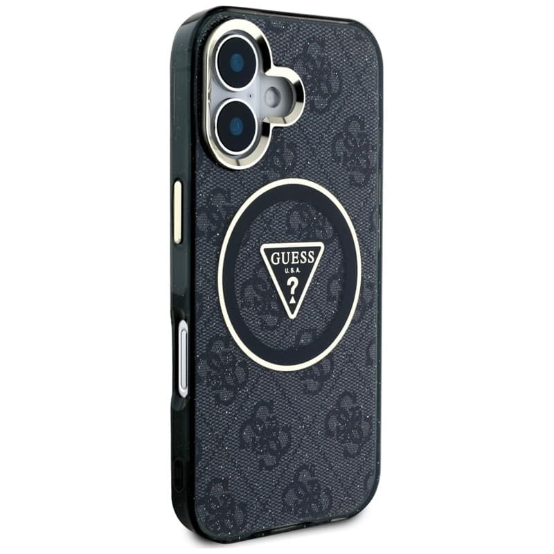 Guess IML Metal Glitter 4G Circle Triangle MagSafe - Case for iPhone 16 (black) - 4
