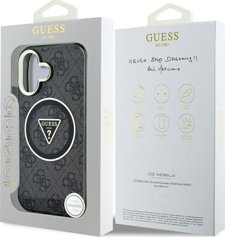 Guess IML Metal Glitter 4G Circle Triangle MagSafe - Case for iPhone 16 (black) - 8