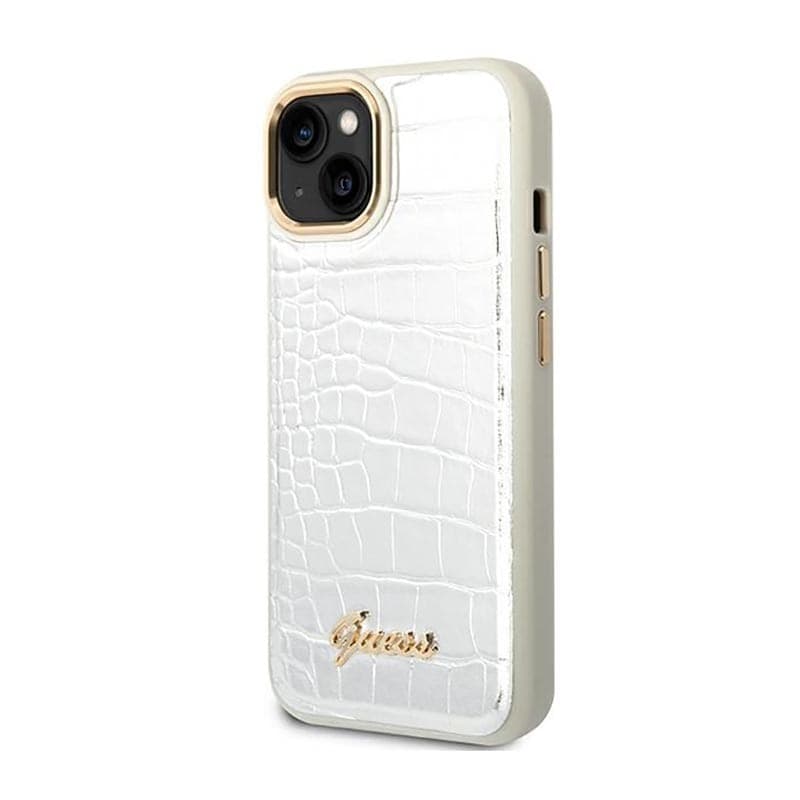 Guess Croco Collection - Case for iPhone 14 Plus (Silver) - 2