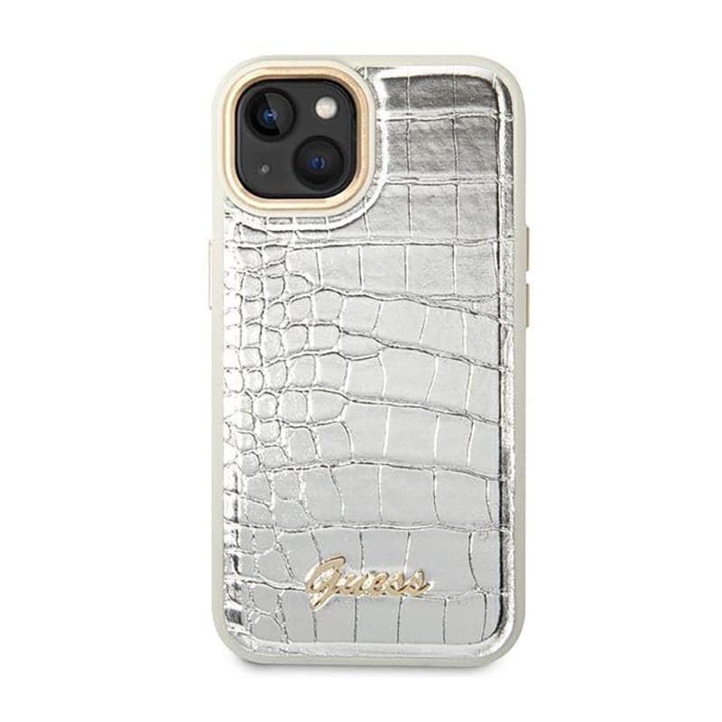 Guess Croco Collection - Case for iPhone 14 Plus (Silver) - 3