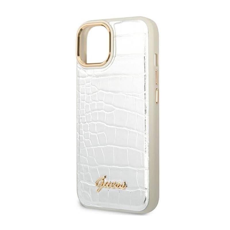 Guess Croco Collection - Case for iPhone 14 Plus (Silver) - 6