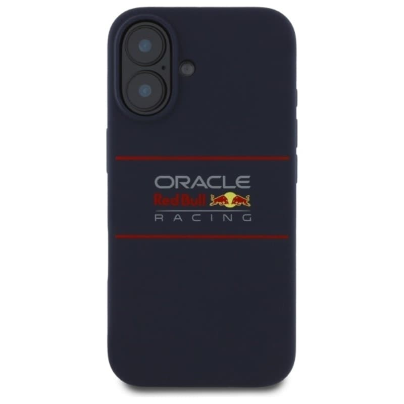 Custodia MagSafe in silicone con logo orizzontale Red Bull per iPhone 16 Plus (blu navy) - 3