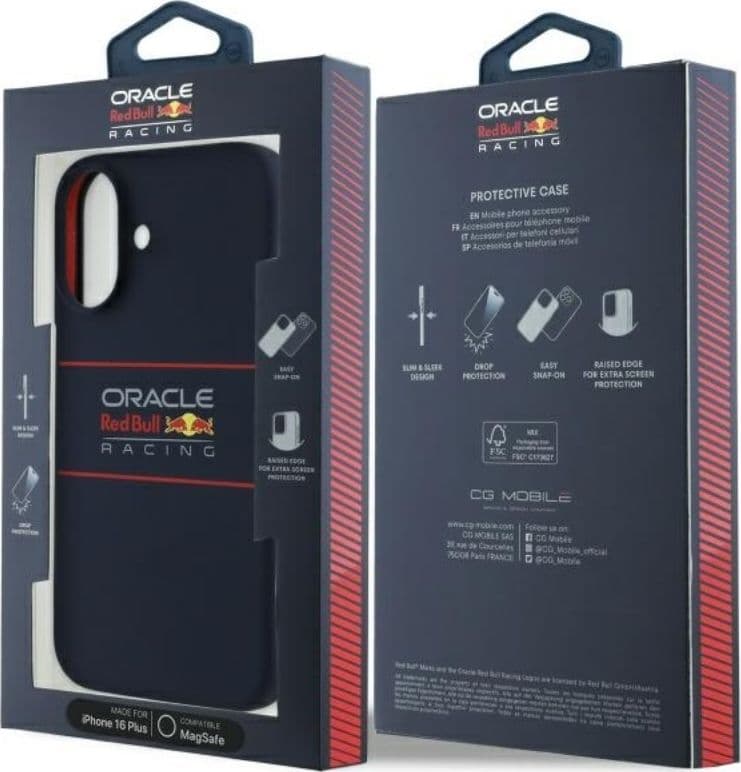 Custodia MagSafe in silicone con logo orizzontale Red Bull per iPhone 16 Plus (blu navy) - 8
