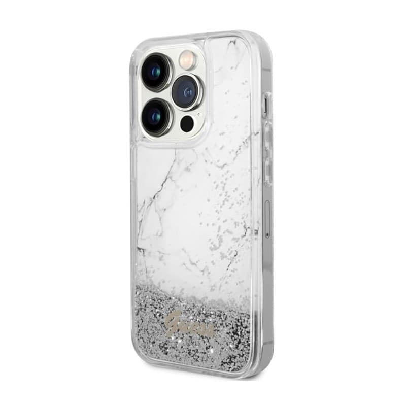 Guess Liquid Glitter Marble - Case for iPhone 14 Pro (White) - 2