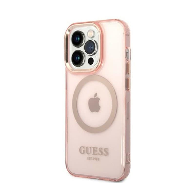 Guess Gold Outline Translucent MagSafe - Case for iPhone 14 Pro (Pink) - 2