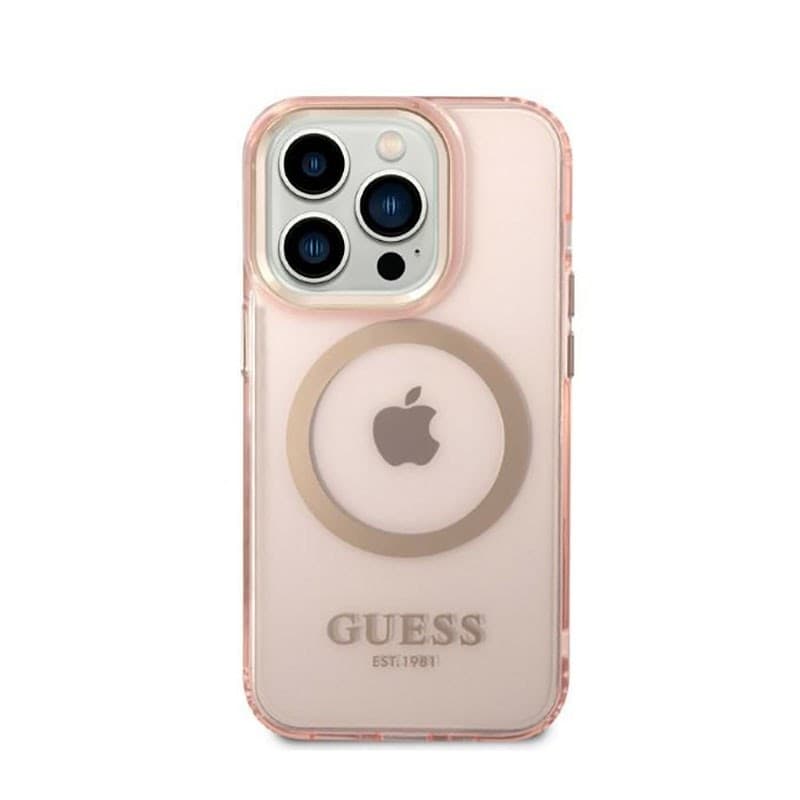 Guess Gold Outline Translucent MagSafe - Case for iPhone 14 Pro (Pink) - 3