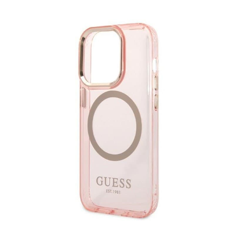 Guess Gold Outline Translucent MagSafe - Case for iPhone 14 Pro (Pink) - 6