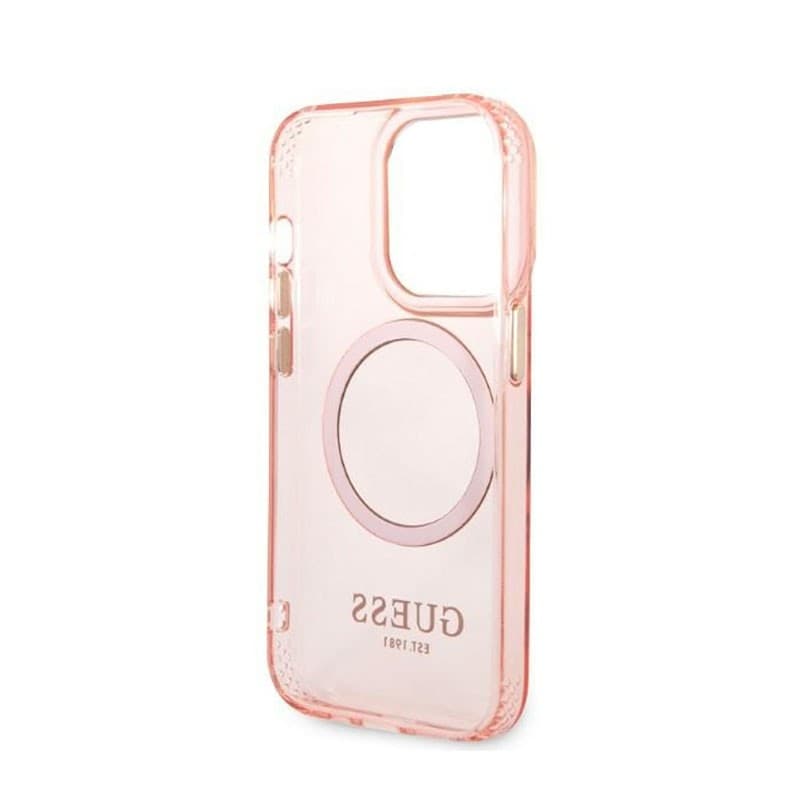 Guess Gold Outline Translucent MagSafe - Case for iPhone 14 Pro (Pink) - 7