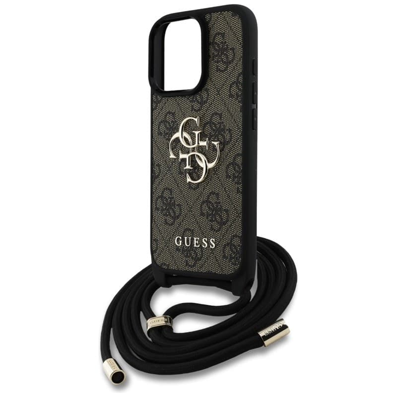 Guess 4G Big Logo Cord Strap Crossbody - Case for iPhone 16 Pro (brown) - 5