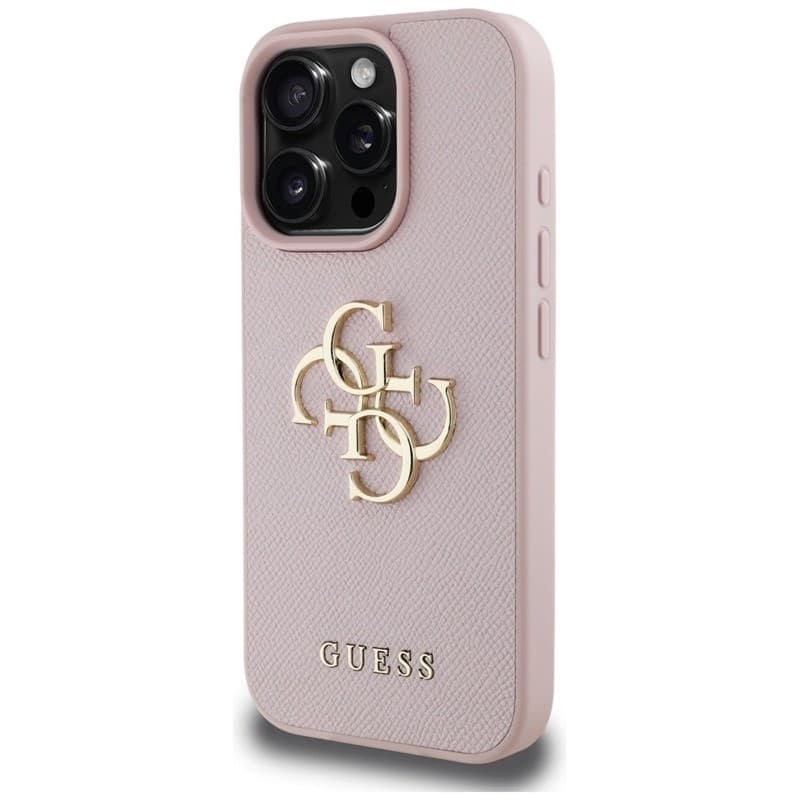 Guess Grained Big 4G Logo Small Classic Logo - Case for iPhone 16 Pro (pink) - 2