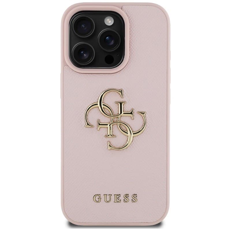 Guess Grained Big 4G Logo Small Classic Logo - Case for iPhone 16 Pro (pink) - 3