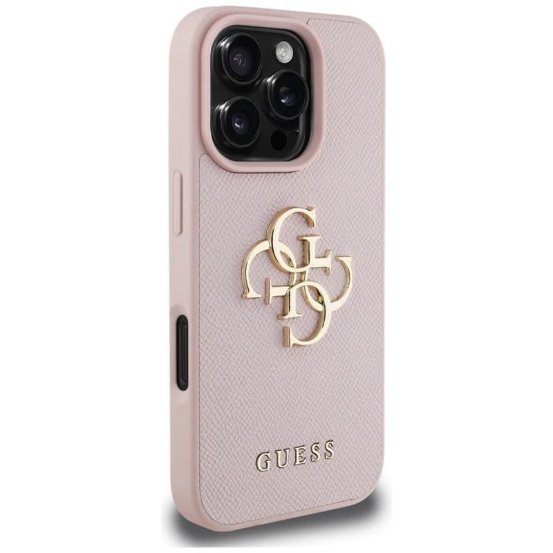 Guess Grained Big 4G Logo Small Classic Logo - Case for iPhone 16 Pro (pink) - 4