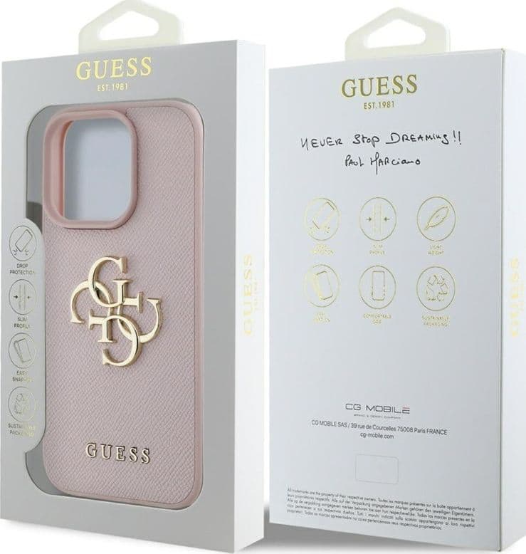 Guess Grained Big 4G Logo Small Classic Logo - Case for iPhone 16 Pro (pink) - 8