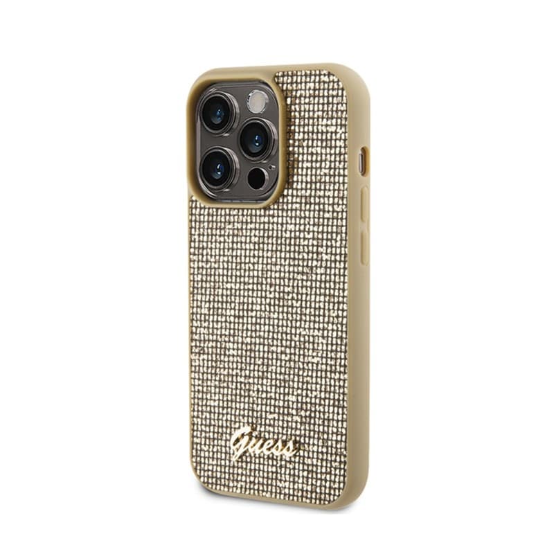Guess Disco Metal Script - Case for iPhone 15 Pro (Gold) - 2
